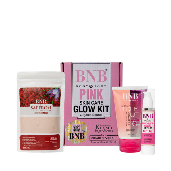 Pink Glow Kit ( Toneup Facewash + Saffron Mask + Pink Glow Sunscreen Serum Spf 60 )