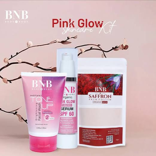 Pink Glow Kit ( Toneup Facewash + Saffron Mask + Pink Glow Sunscreen Serum Spf 60 )