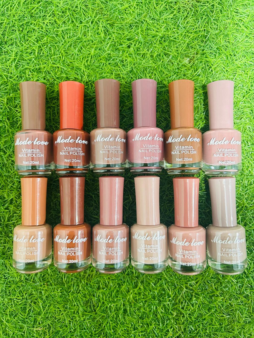 "Mode Love Vitamin-Enriched Nail Polish Set – 25ml | Nude & Warm Shades Collection - pack of 12