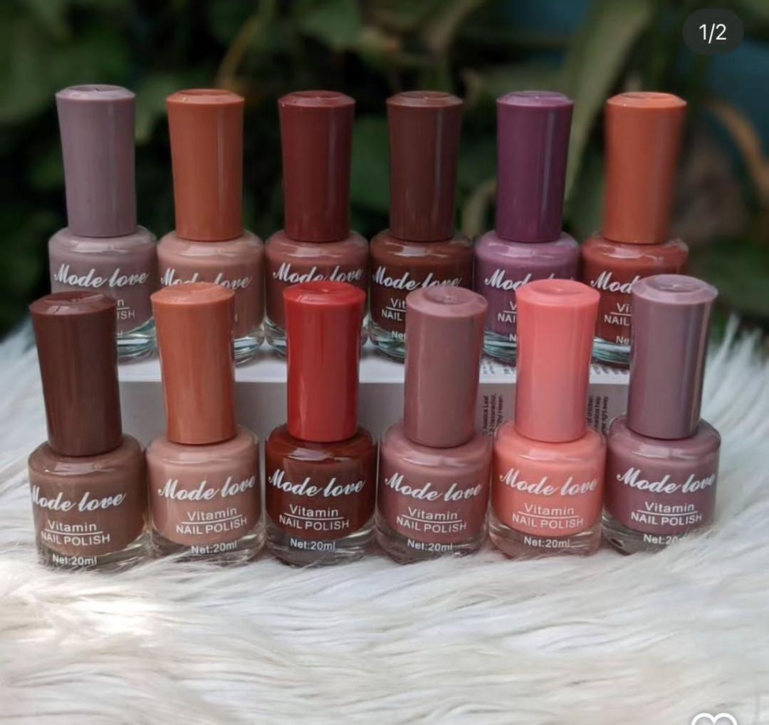 "Mode Love Vitamin-Enriched Nail Polish Set – 25ml | Nude & Warm Shades Collection - pack of 12